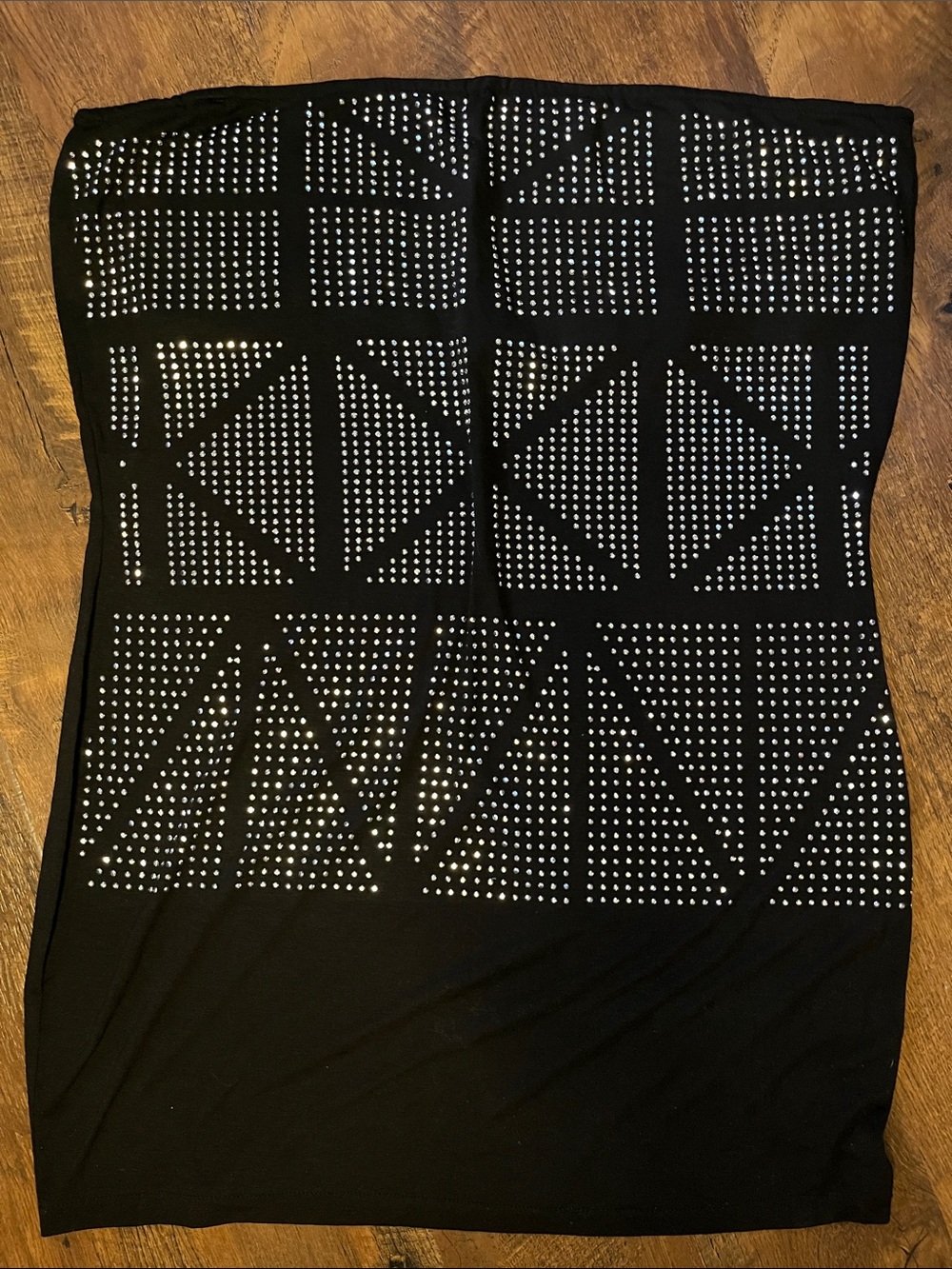 Y2K Rocawear Black Strapless Mini Dress with Silver Stud Pattern